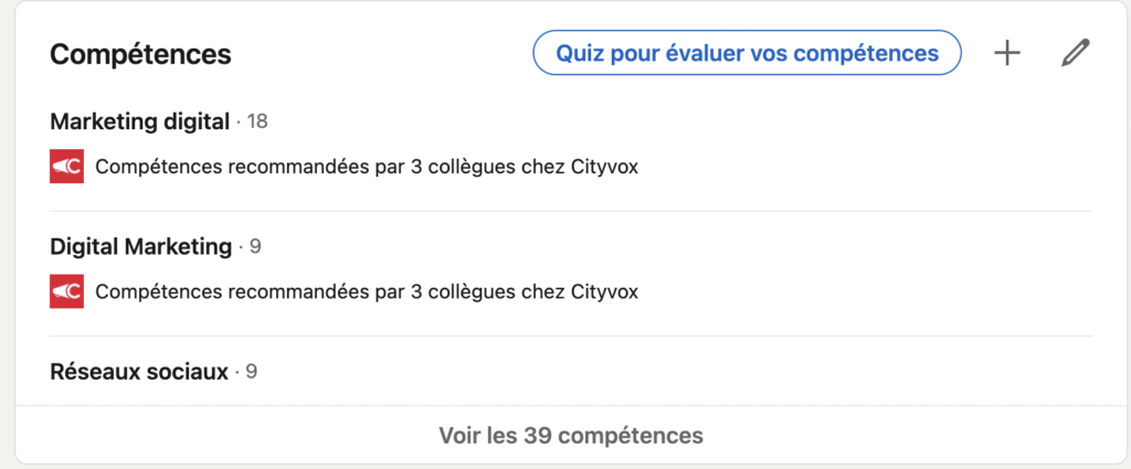 recommandations compétences linkedin